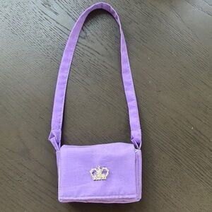 Purple Kids' Shoulder Bag with Crown Embellishment